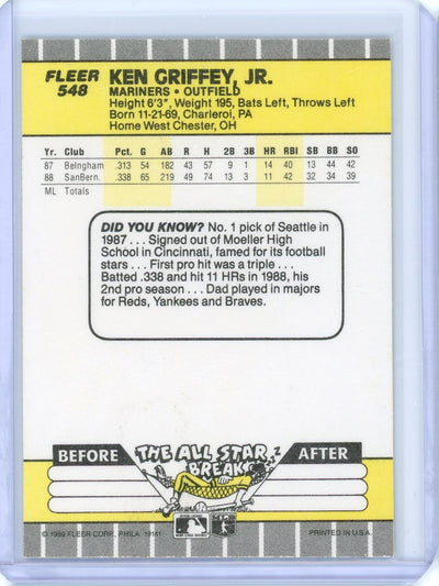 Ken Griffey Jr. 1989 Fleer rookie #548