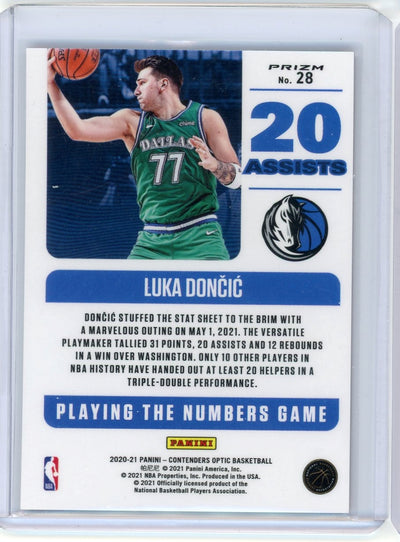 Luka Doncic 2020-21 Panini Optic Contenders Playing the Numbers Game red cracked ice prizm