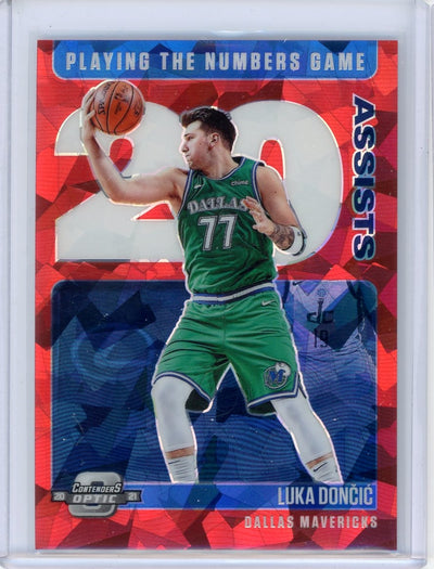 Luka Doncic 2020-21 Panini Optic Contenders Playing the Numbers Game red cracked ice prizm
