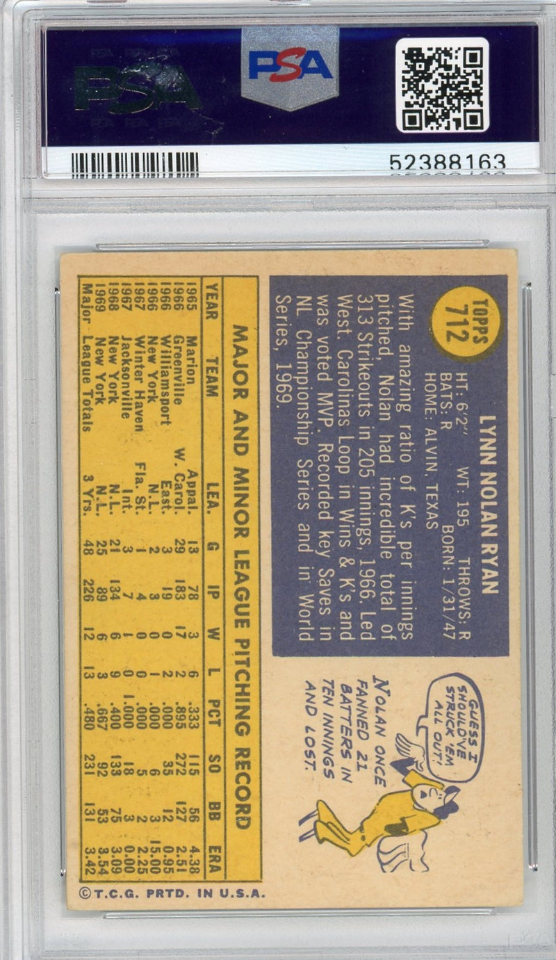 1970 Nolan Ryan Topps Baseball Card PSA 8