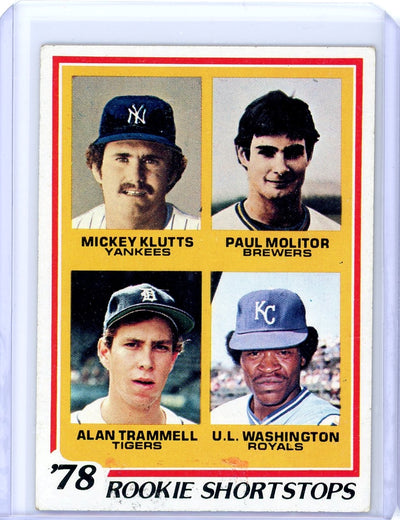 Mickey Klutts, Paul Molitor, Alan Trammell, U.L. Washington 1978 Topps Rookie Shortstops: