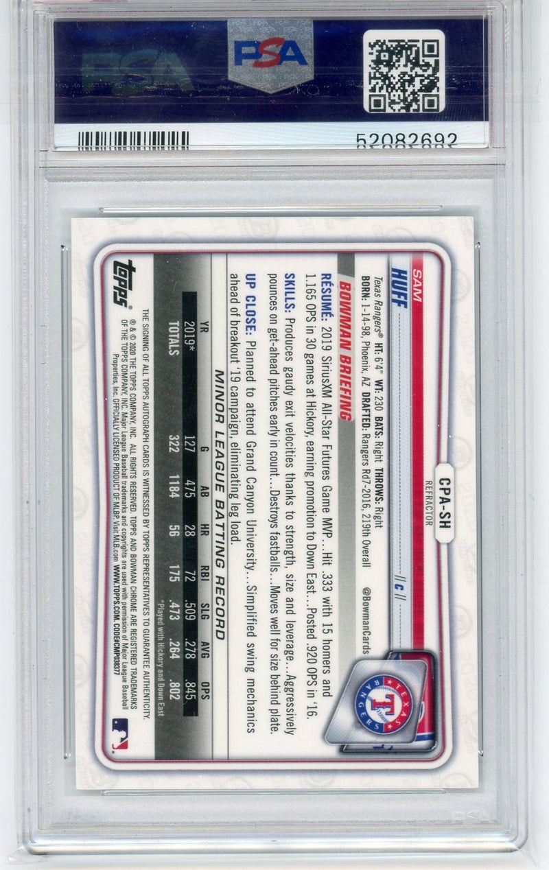 Sam Huff 2020 Bowman Chrome 1st Refractor Autograph /499 PSA 9