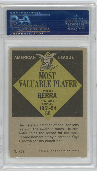 Yogi Berra 1961 Topps MVP #472 PSA 6